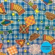 TNT ESTAMPADO JUNINO AZUL COM 50MTS