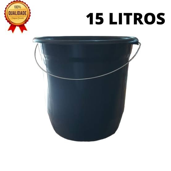 BALDE 15 LT PRETO COM ALÇA DE METAL