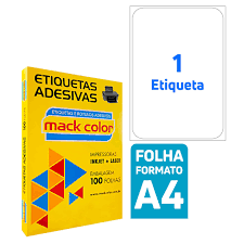 ETIQUETA A4 INKJET/ LASER   100 FOLHAS