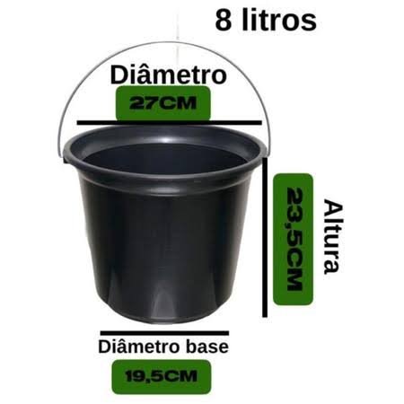 BALDE 8 LT PRETO ALÇA DE METAL
