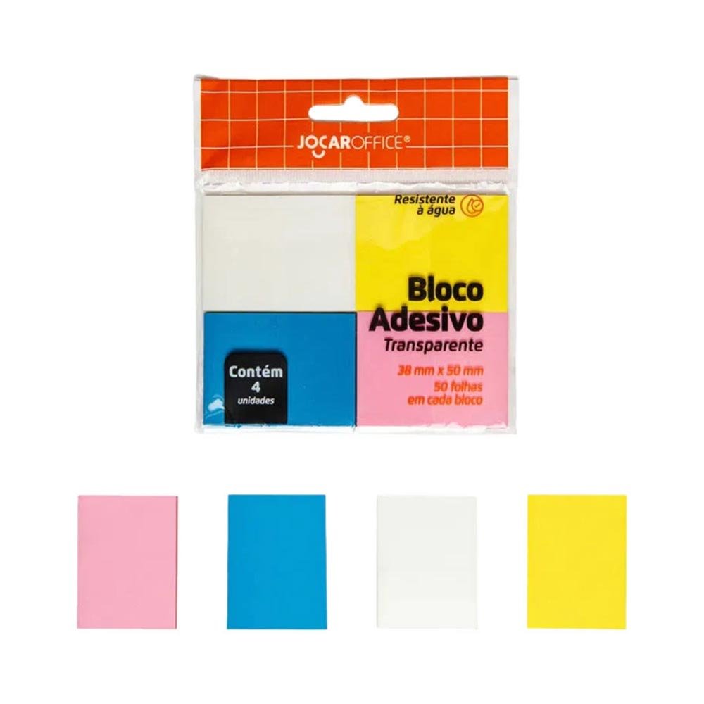 BLOCO ADESIVO TRANSPARENTE 4 CORES